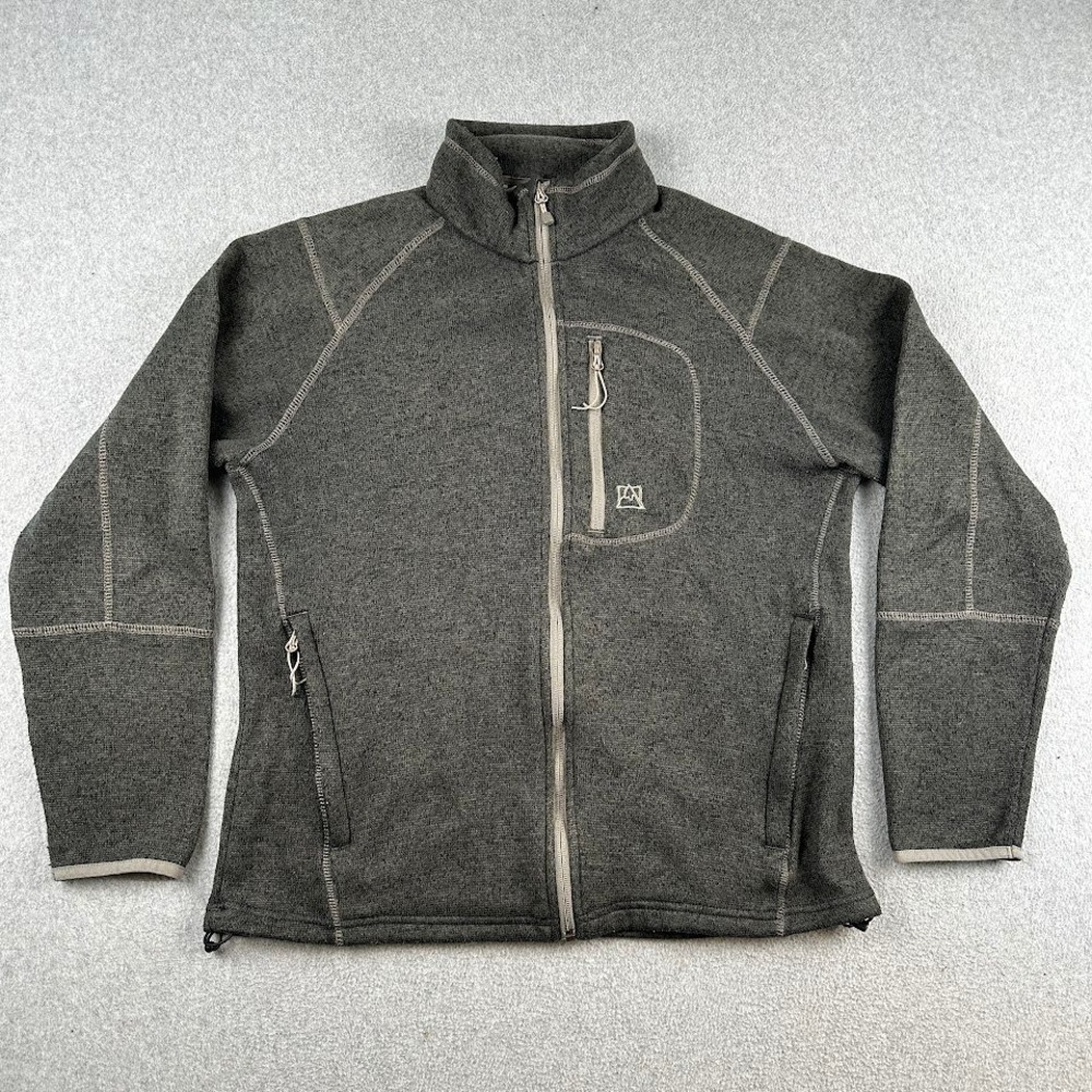 Avalanche Fleece Jacket Mens Large Gray Full Zip Outdoor Sweater Mock Neck